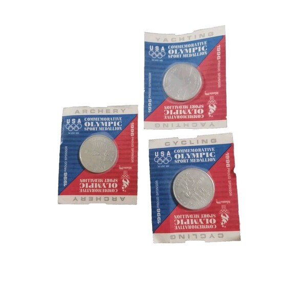 3 Vintage 1996 USA Commemorative Athletics Olympic Sport Medallion Coin Atlanta - Picture 1 of 7